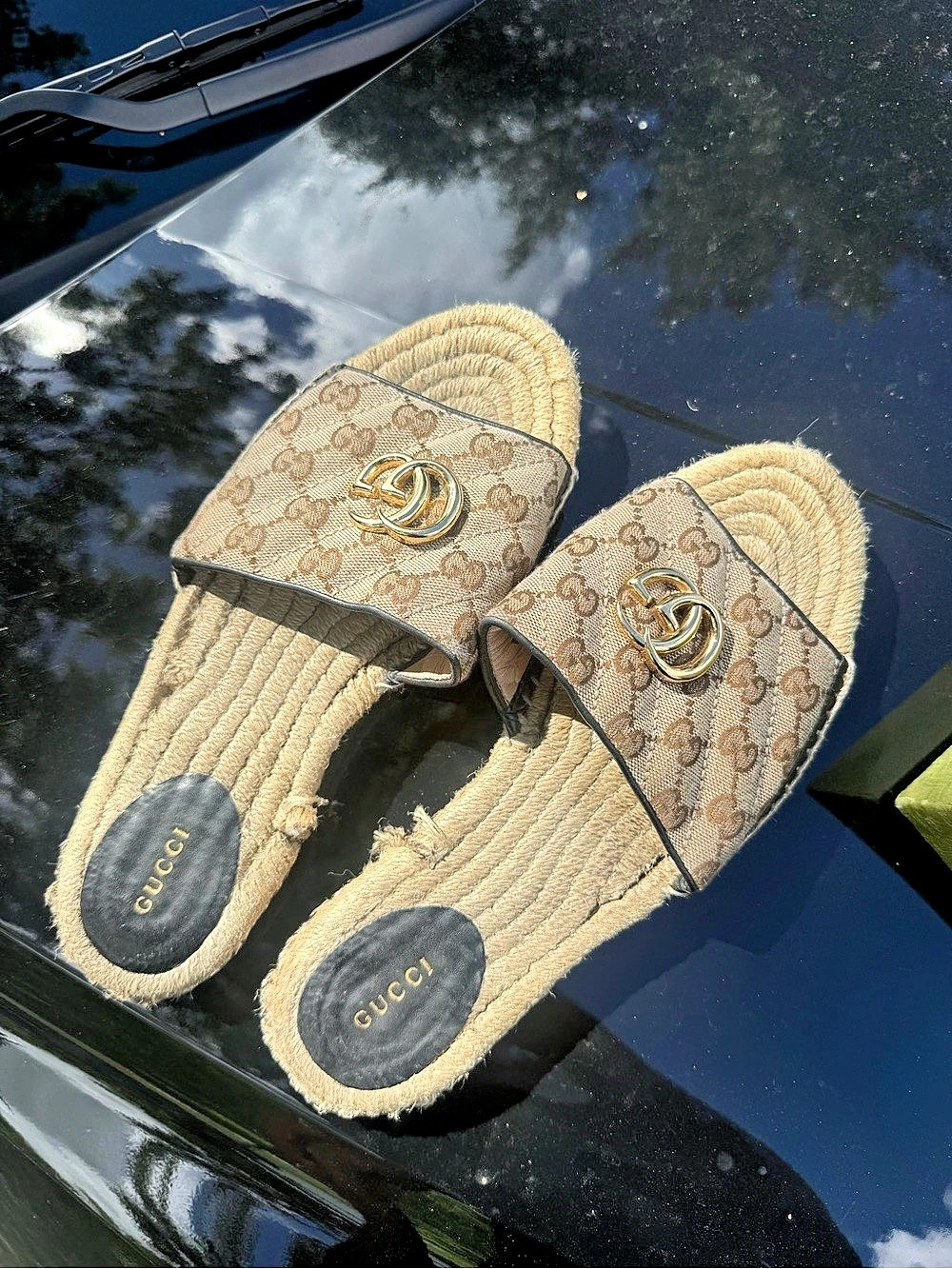 Gucci GG Supreme espadrille sandals Brown & Tan